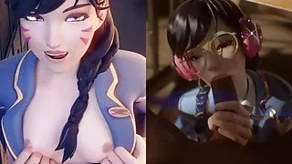 Blacked waifu - Liking D.va sucking that BBC