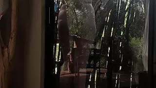 Wife in a Outdoor bush Shower