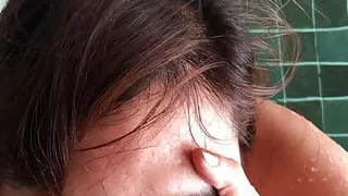 Blowjob by the pool on holiday