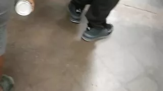 Phat wide ass in grey sweats