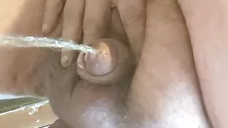 Old Fat Ass Pissing with a Buried Cock
