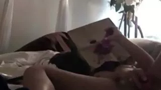 Dirty Slut Masturbating with a Cum Covered Bag Over Her Face