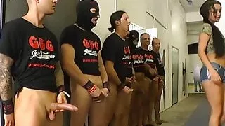 Shaved brunette daphne klyde gets cums and facials