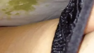 Chinese mature pussy play under covers