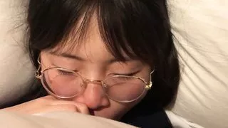 Student girl in school uniform helps me blowjob after school