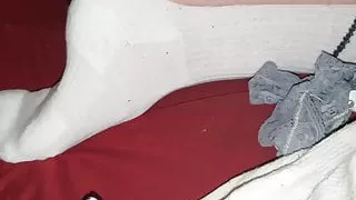 Dildo fuck in white nike socks