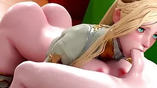 3D Bitches Gets a Huge Cock in Their Little Mouth