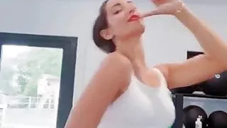 Frankie Bridge sexy dancing in white top on TikTok