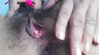 Masturbation hairy hole closeup