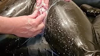 Slave Slut-Orgasma Celeste in Latex stretched holes, enema