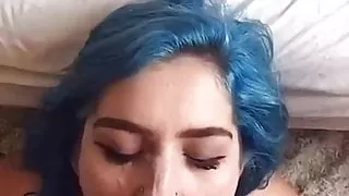 Blue Hair Emo Gets Banged