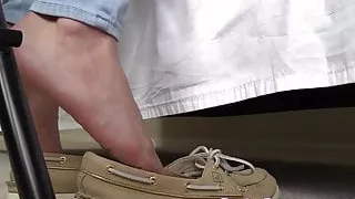 POV dangling dipping shoe play with POV feet tickling
