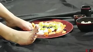 Lohanny Brandao & Alica Roche make guy eat fruits over feet