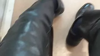 Leather pants and train