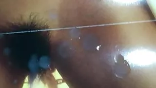 Dark beauty playmate centerfold cumshot