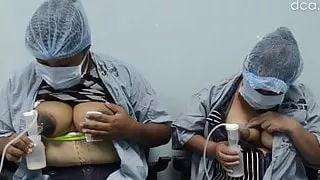 Guatemalan women pumping milk from their big tits