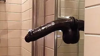 Ending my hotell night with a big black dildo