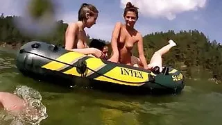 Wild girls skinny dipping