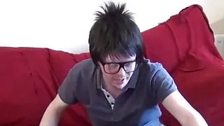 Foxy English redhead tricked into stripping and a blowjob