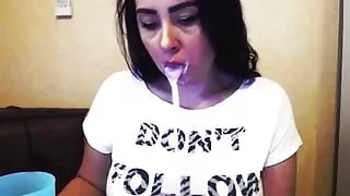 Hot Girl Sucking and Tits Fuck Sex Toy after Work - Homemade