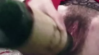 For this whore, anything can be used as a cock