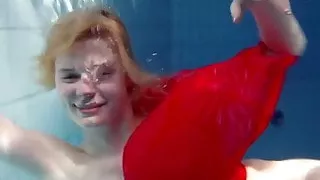 Russian teenie Lucie goes underwater swimming