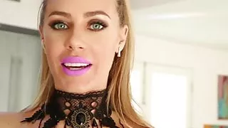 Nicole Aniston plays with Halloween stickers and after with her wet pussy