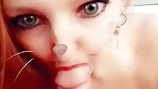 Sucking husband big cock...