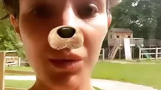 Frankie Bridge silly, sweaty selfie