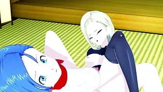 Bulma and Android 18 having hot lesbian sex.