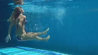 Mary Kalisy Russian Pornstar swims naked in the pool