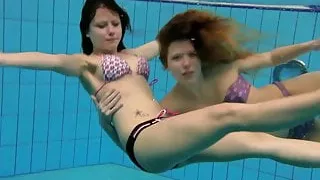 Katka and Kristy underwater swimming babes