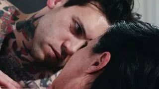 Asian milf Dana Vespoli rides inked stud, Small Hands