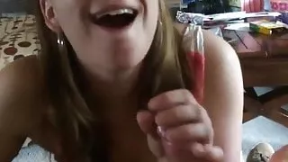 cutie gives a sweet blowjob