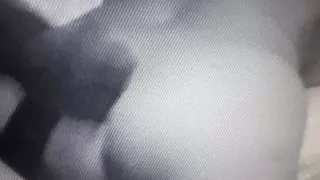 Poppy receive some spunk on her arse by the black Perv.