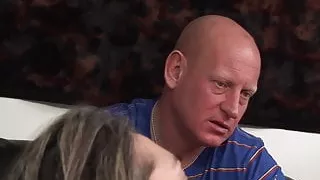 Busty brunette MILF gets fucked in front of her husband