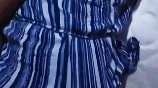 Hot black milf rubbing pussy through panties