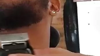 Beard trimmed by naked hot sexy  tattooed Latino barber