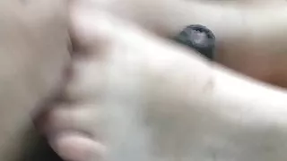 friend gives me a footjob after work for a ride home