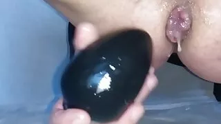 My cunt gives birth to a huge egg