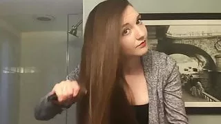 Sexy Long hair brushing