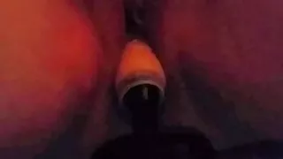 Beating E pussy with a machine