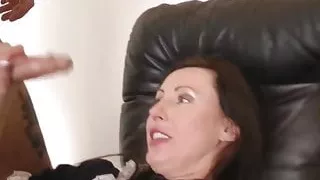 Guy with full body tattoos fucks lush mature vixen hardcore