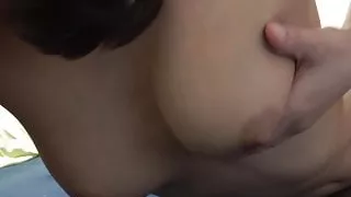 Naked Japanese Girl Rubs Her Breasts