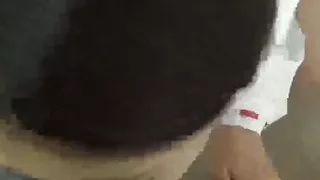 Japanese chick in traditional Asian outfit slobbers on dick