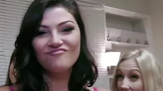 Dorm orgy with three sexy besties and two muscular frat guys