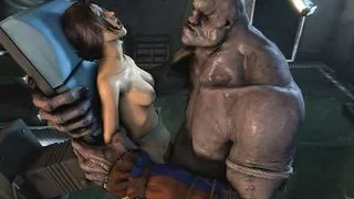 Lara Croft fucked roughly by Coach and a monster 3D Animatio