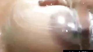 Unilag Babe Playing With Her Huge Tits In The Shower