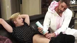 Twink seduced by stepfather with wet blowjob and fucked bare