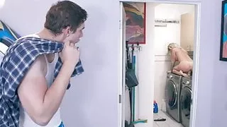 Stepmom rides the washing machine
